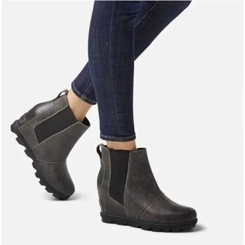 Sorel Joan of Arctic Leather Wedge II Chelsea Ankle Snow Bootie Boot Size 8.5